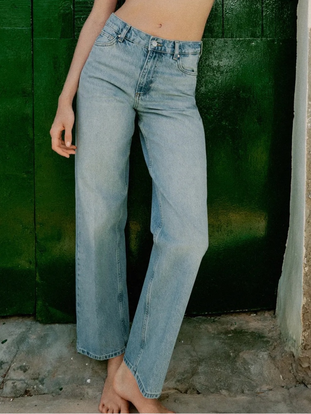 Light Wash High-Rise Straight Leg Jeans